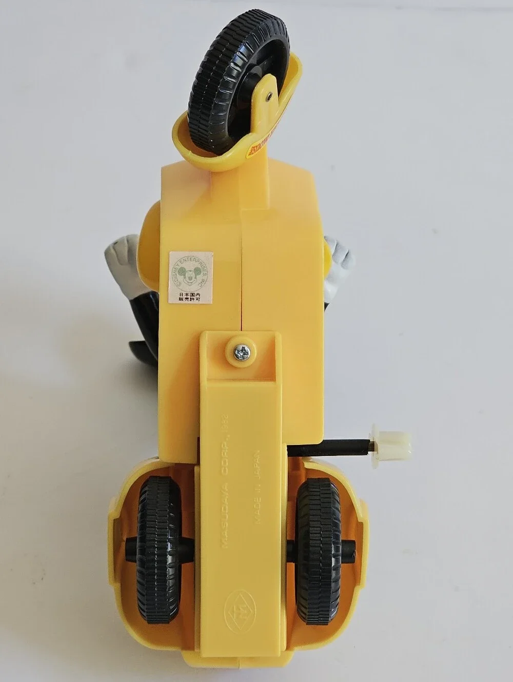 Vintage Mickey Mouse Yellow Wind-up Scooter Toy 1982 Masudaya Japan
